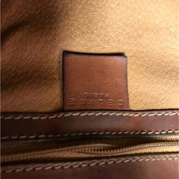 Céline Vintage Leather Trim Printed Shoulder Bag